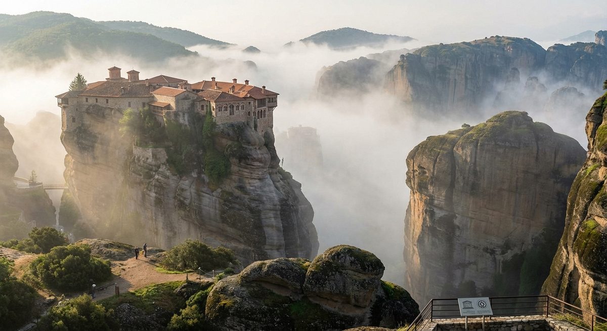 Meteora-Klöster auf dramatischen Felsnadeln in Griechenland